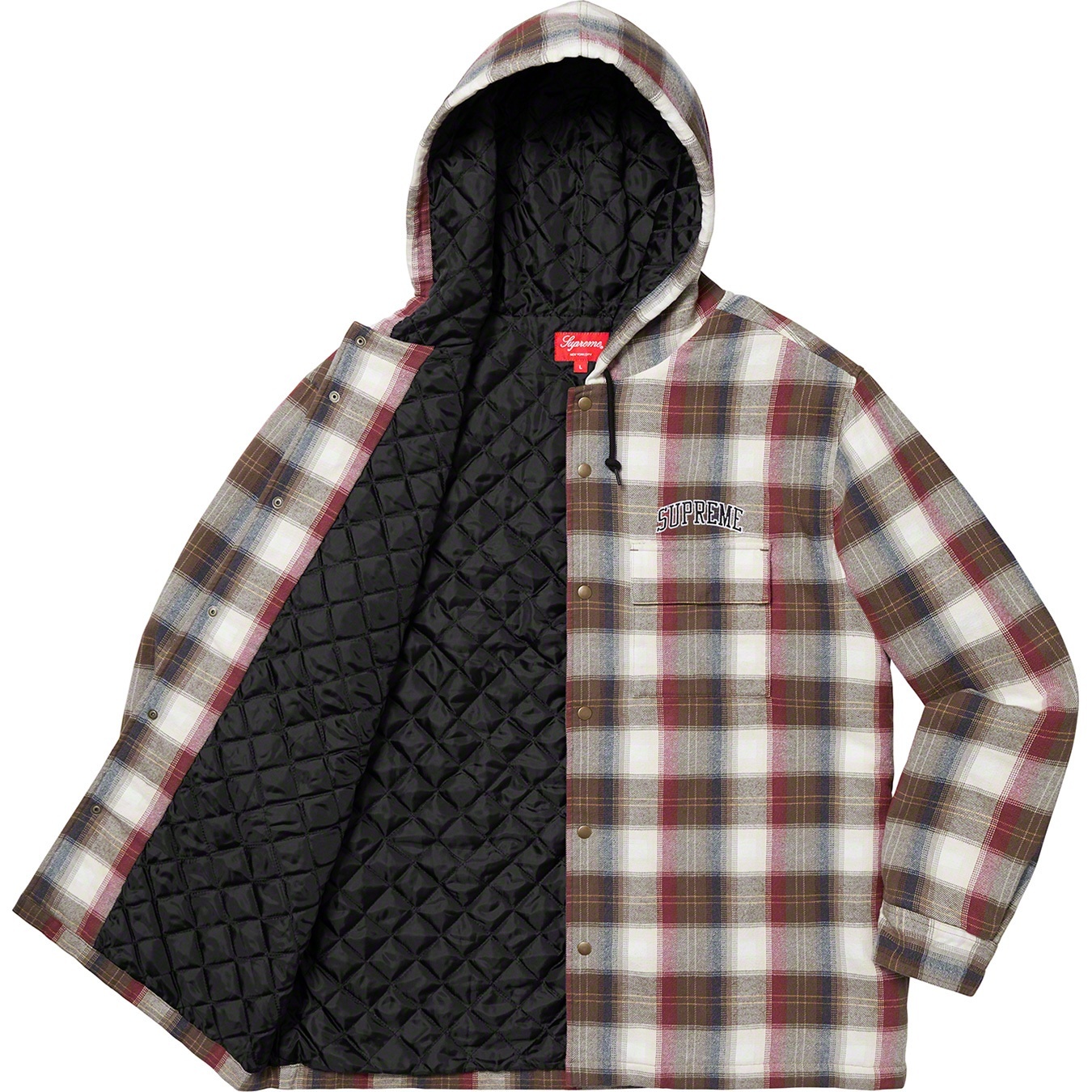 Quilted Hooded Plaid Shirt view 8